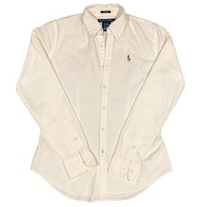 Ralph Lauren Women's Slim Fit Cotton Oxford Shirt Embroidered Polo Logo
